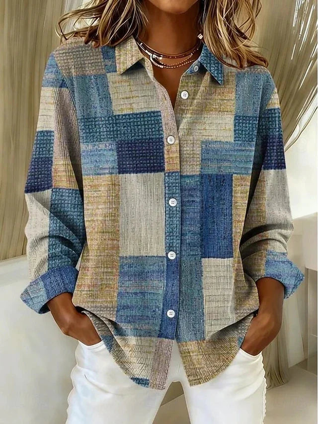 Therese | Vintage Patchwork Bluse mit Knopfleiste