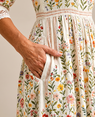 Wildflower – Midikleid mit Blumenstickerei