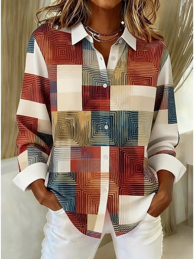Therese | Vintage Patchwork Bluse mit Knopfleiste